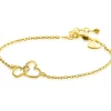 ZINZI gold plated zilveren armband met 2 verbonden hartjes 16,5-19,5cm ZIA2513G