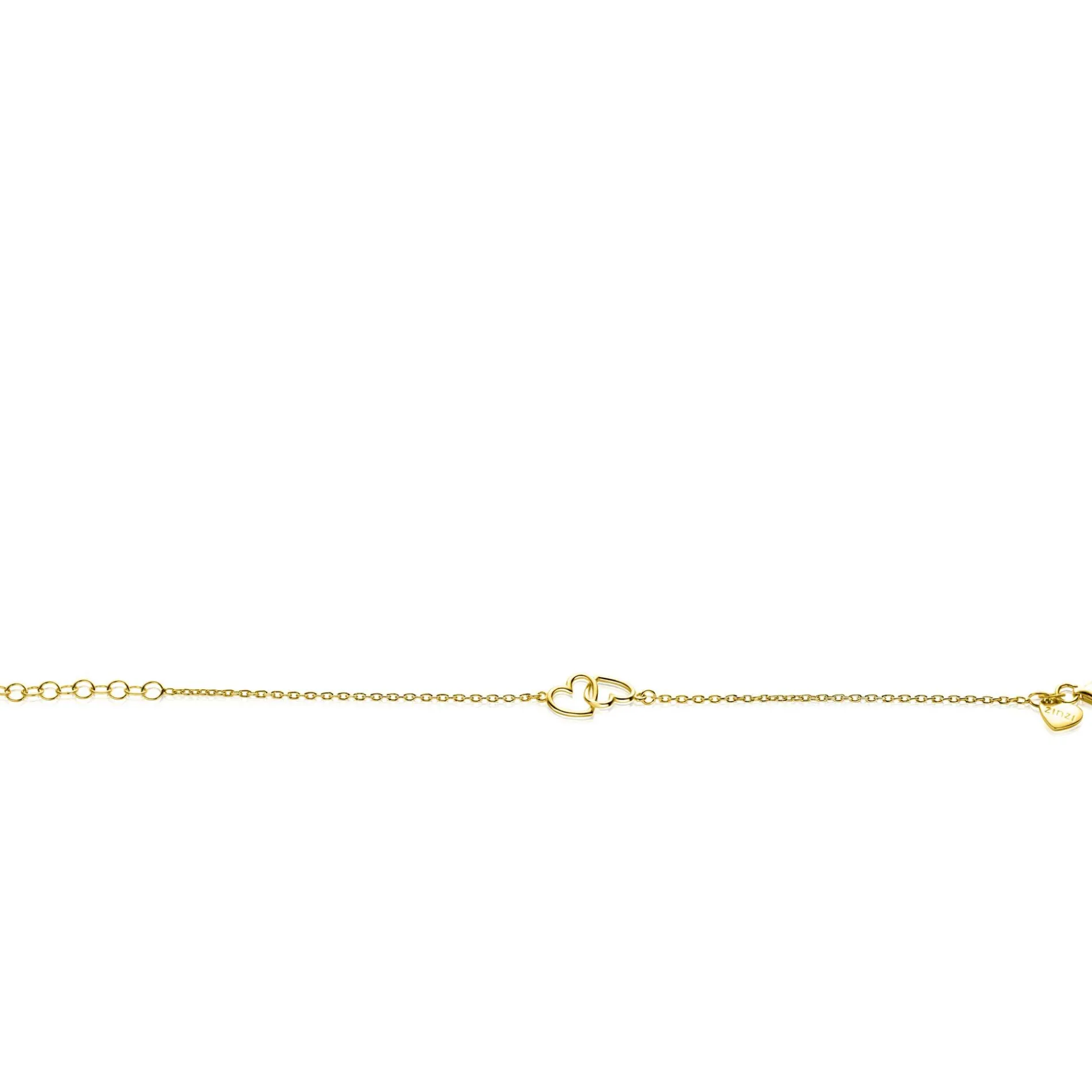 ZINZI gold plated zilveren armband met 2 verbonden hartjes 16,5-19,5cm ZIA2513G