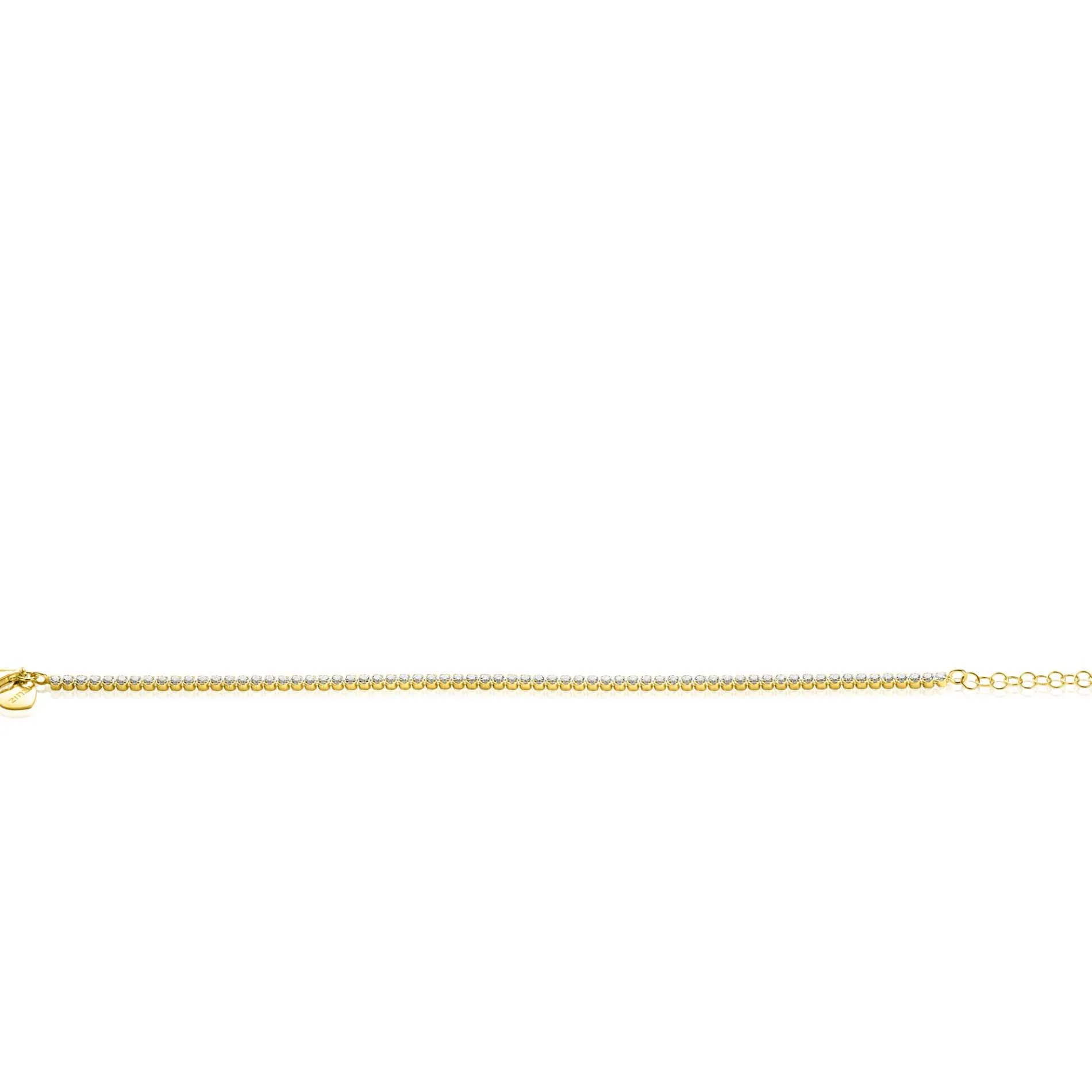 ZINZI gold plated zilveren tennis armband 2,5mm breed en bezet met witte zirconia's in ronde kastzettingen 17-20cm ZIA2590Y