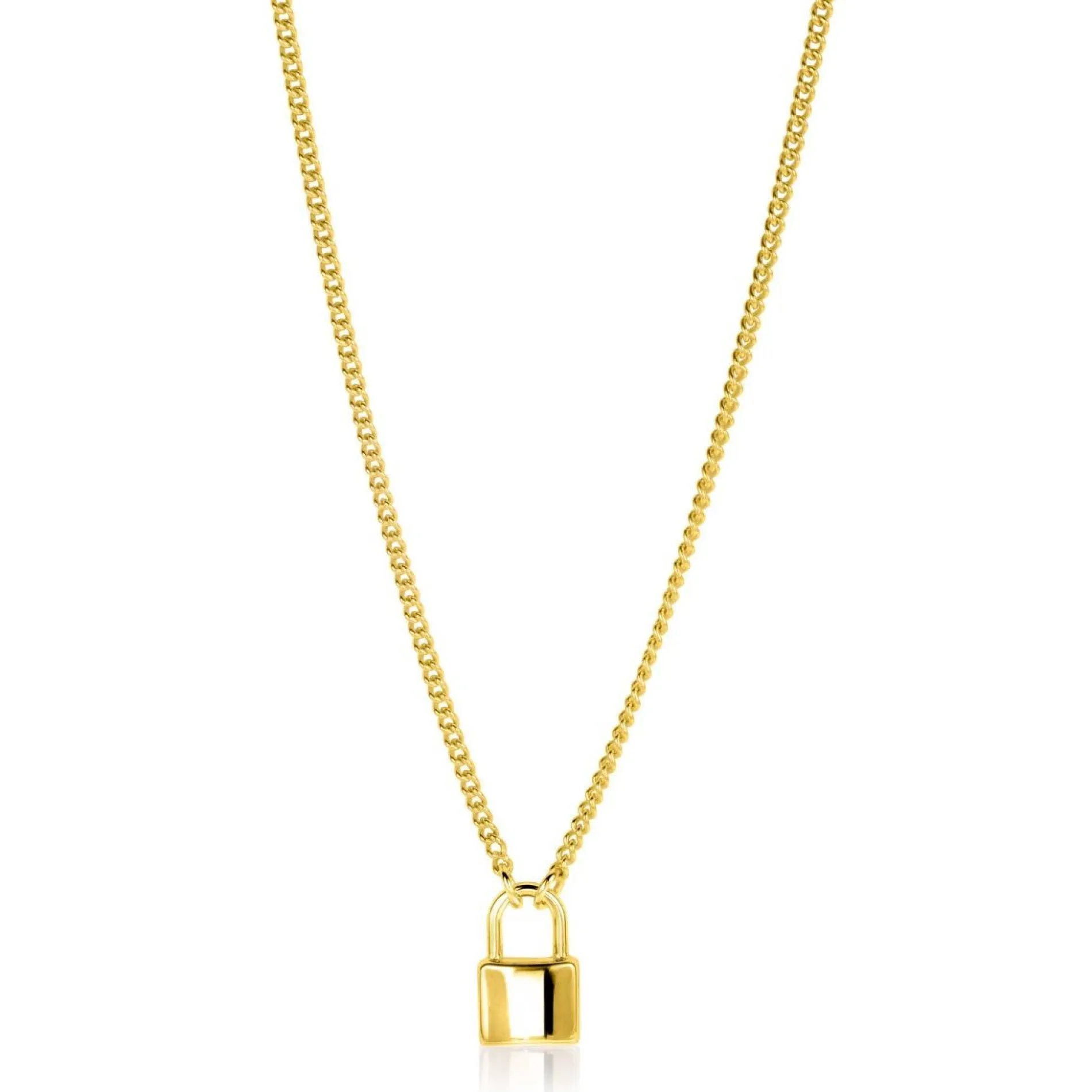 ZINZI gold plated zilveren gourmet ketting 45cm met trendy slotje als bedel 40-45cm ZIC2354G
