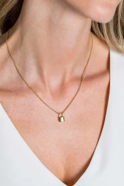ZINZI gold plated zilveren gourmet ketting 45cm met trendy slotje als bedel 40-45cm ZIC2354G