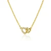 ZINZI gold plated zilveren ketting 42–45cm met verbonden hartjes, witte zirkonia's ZIC2493Y
