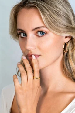 ZINZI gold plated zilveren aanschuifring zeshoek gladde buis 3mm ZIR2323G