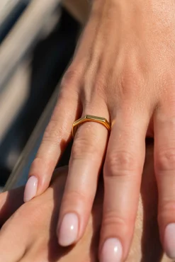 ZINZI gold plated zilveren aanschuifring zeshoek gladde buis 3mm ZIR2323G