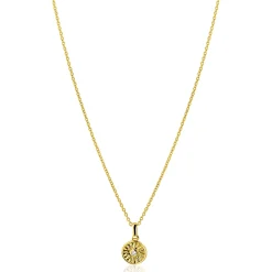 ZINZI gold plated zilveren ketting 42-45cm met zon hanger, bezet met witte zirkonia ZIC2741