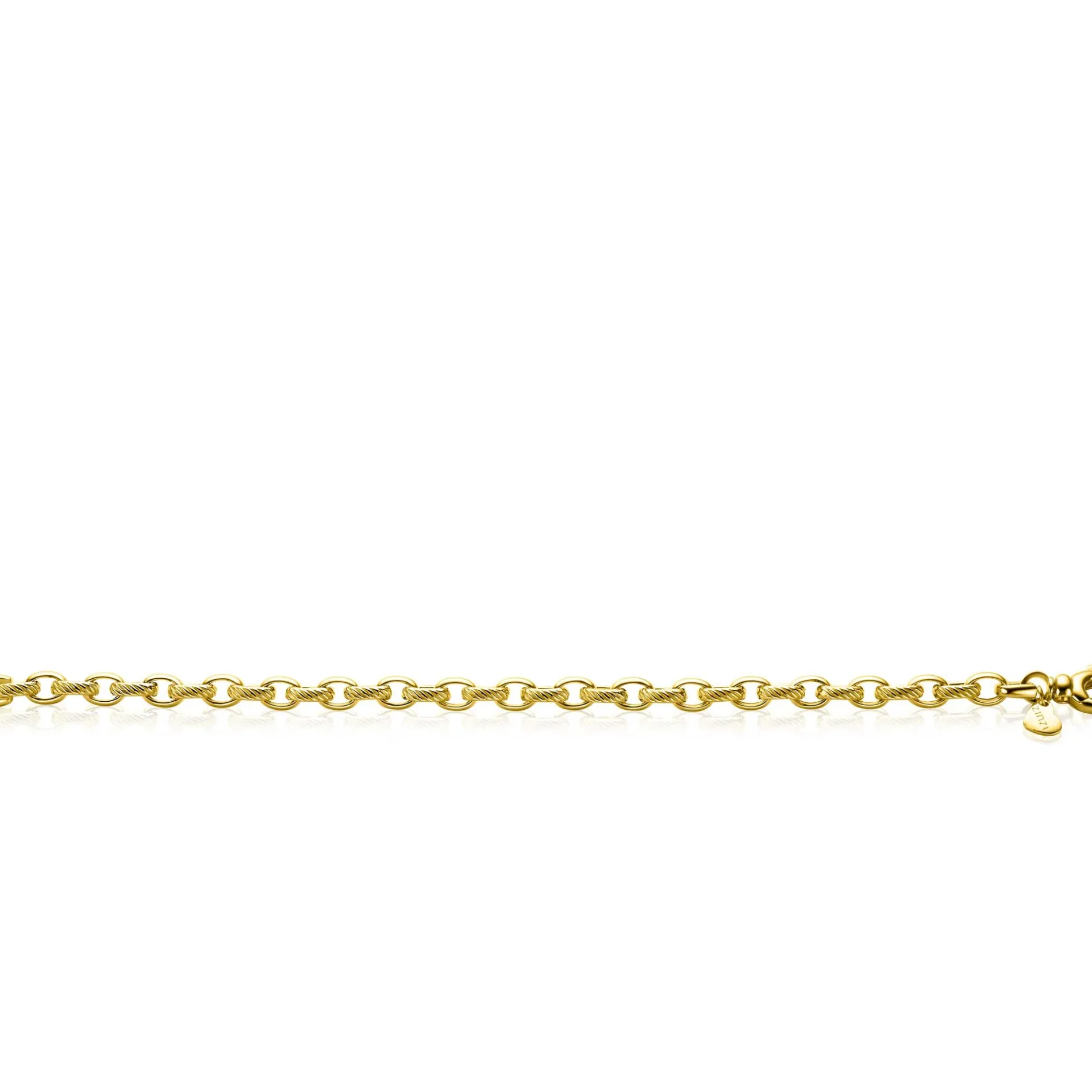 ZINZI gold plated zilveren brede schakelarmband (6mm breed) met luxe jasseron schakels in glad en bewerkt 20cm ZIA2638