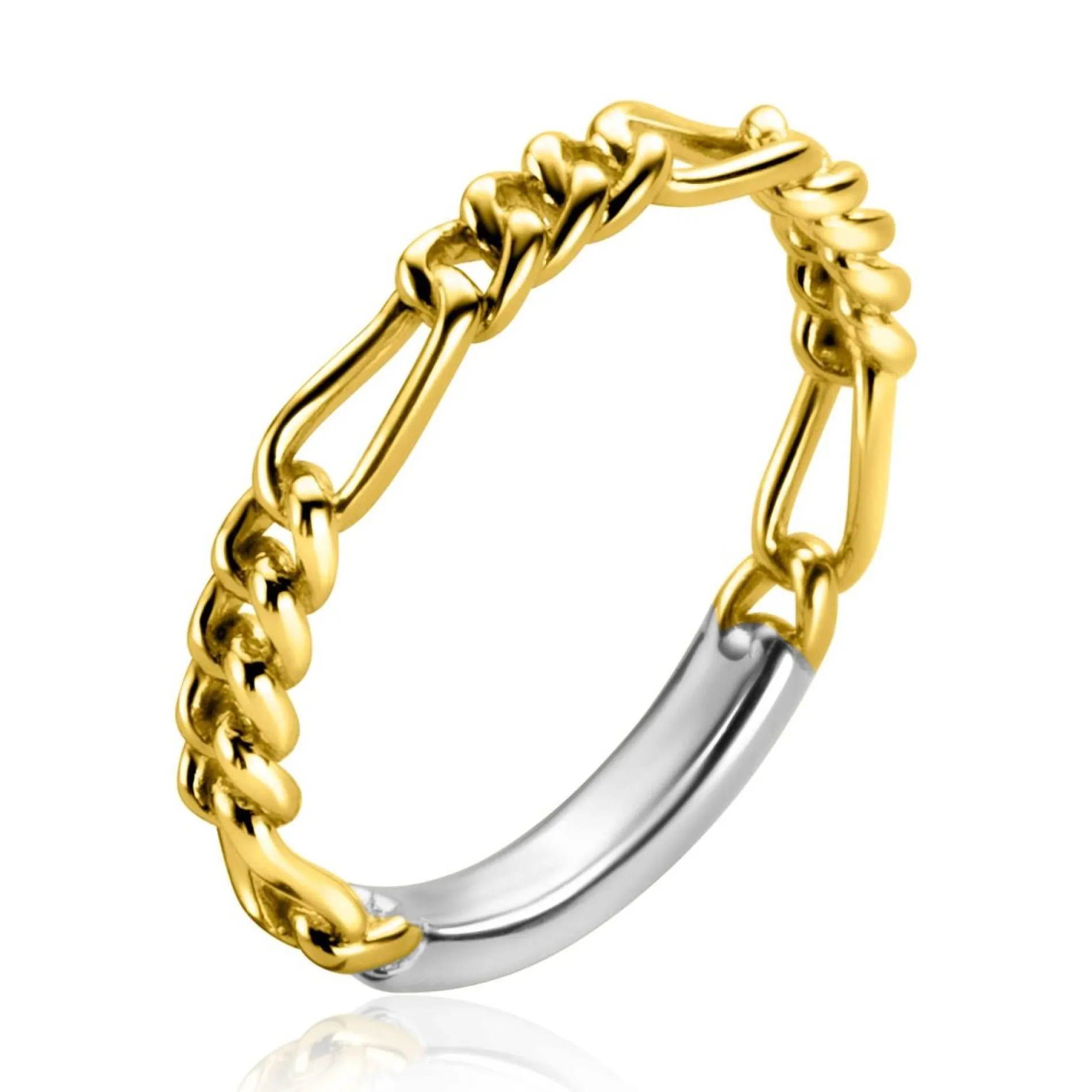 ZINZI gold plated zilveren aanschuifring met figaro schakel 3mm ZIR2291G