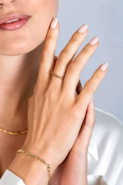 ZINZI gold plated zilveren aanschuifring met figaro schakel 3mm ZIR2291G