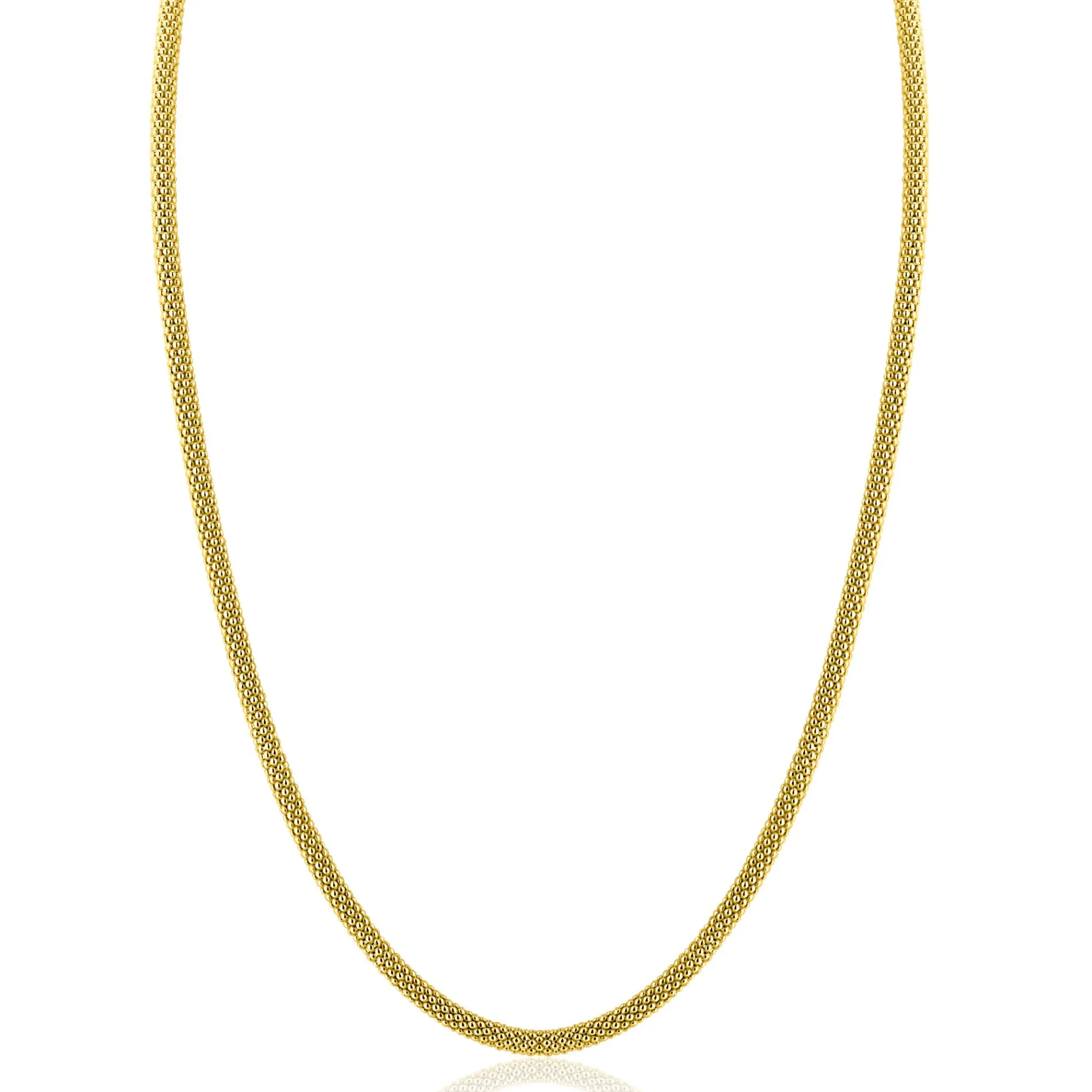 ZINZI gold plated zilveren popcorn ketting 3mm breed 42cm ZIC2765G