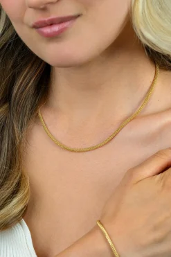 ZINZI gold plated zilveren popcorn ketting 3mm breed 42cm ZIC2765G