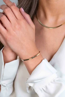 ZINZI gold plated zilveren platte slangen-armband 3,5mm breed ZIA2292G