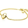ZINZI gold plated zilveren schakelarmband met hartvormige slot hanger 17-20cm ZIA2673G