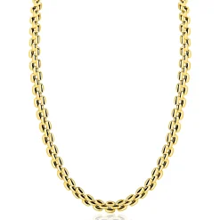 ZINZI gold plated zilveren brede rolex-style schakel-collier 8mm breed 43cm ZIC2764G