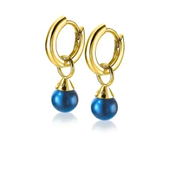 ZINZI gold plated zilveren oorbedels parels blauw 6mm ZICH1749BG (zonder oorringen)
