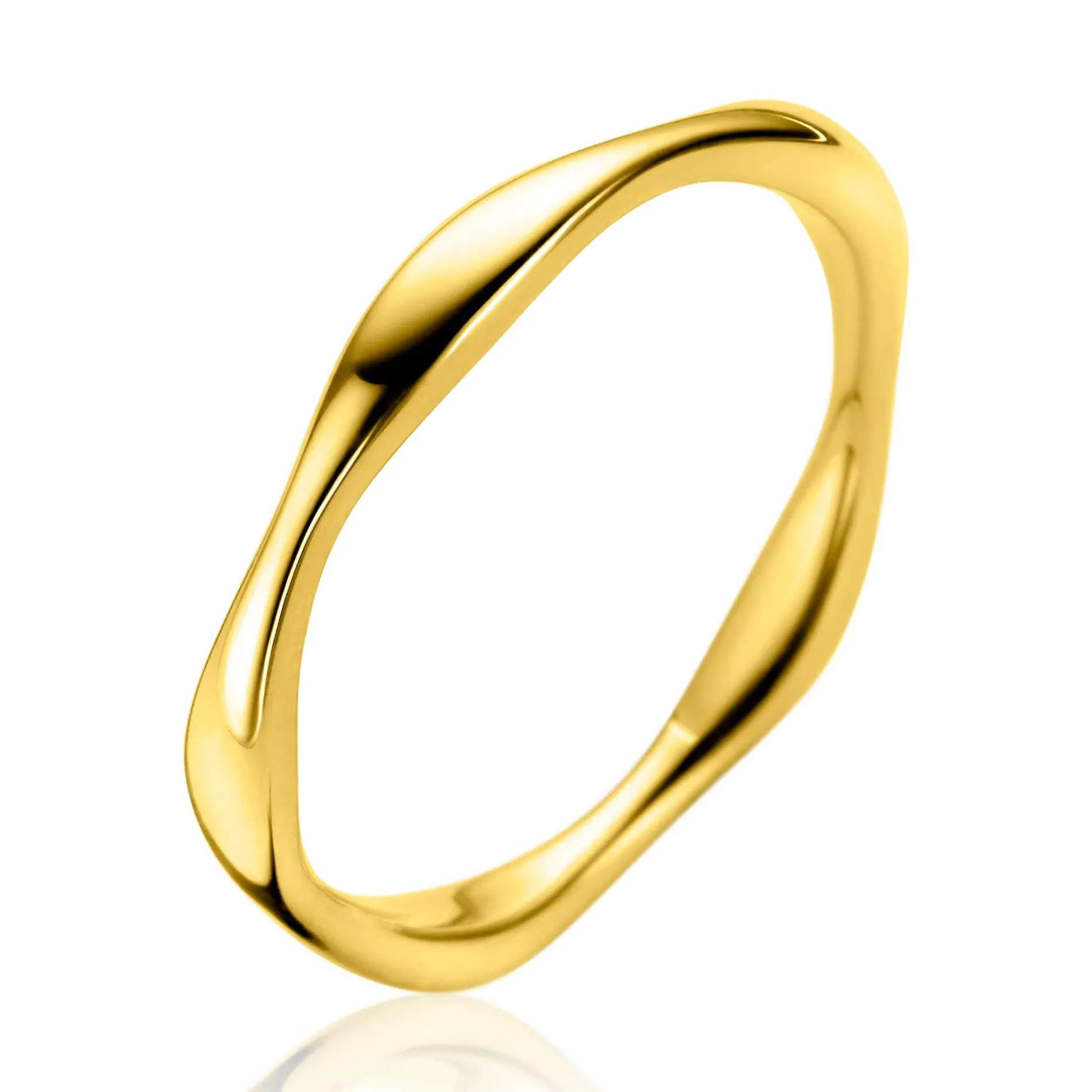 ZINZI gold plated zilveren ring organisch gevormd 2,5mm breed ZIR2610G