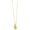 ZINZI gold plated zilveren venetiaanse ketting 45-48cm met druppelvormige hanger 20mm, bezet met witte zirkonia's ZIC2708Y