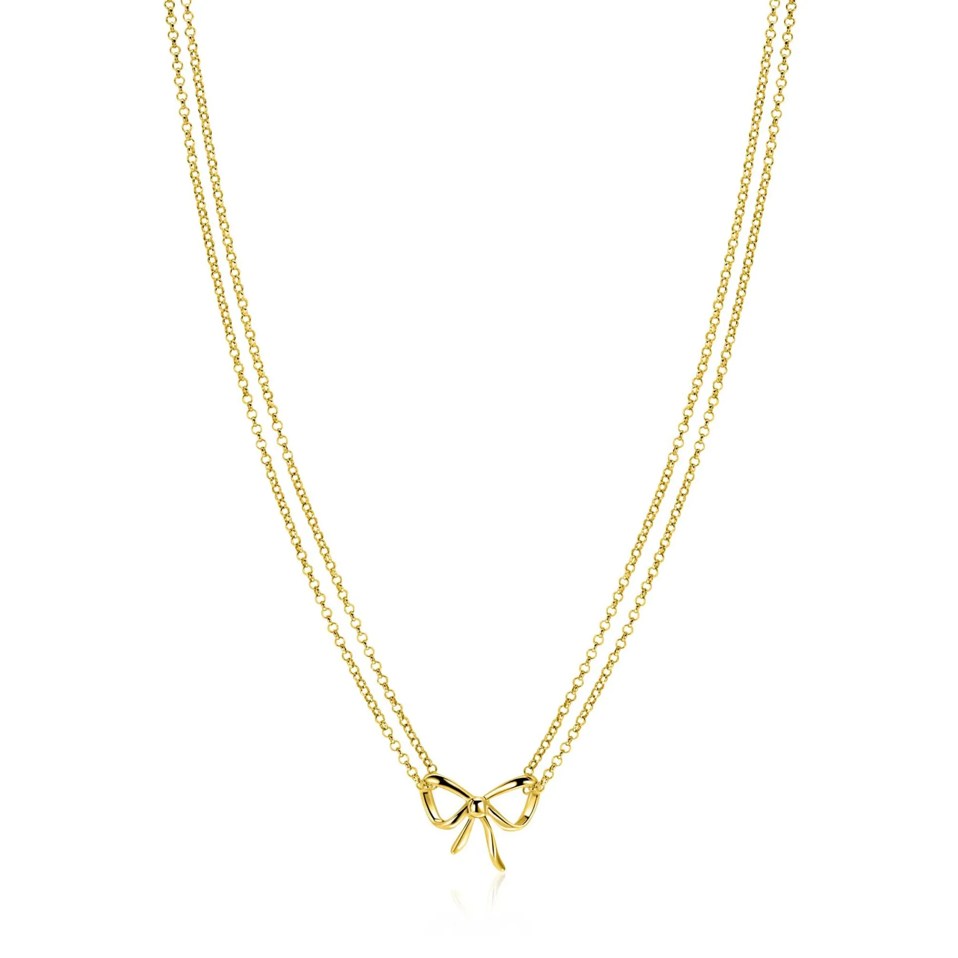 ZINZI gold plated zilveren multi-look ketting met sierlijke strik 40-43cm ZIC2677