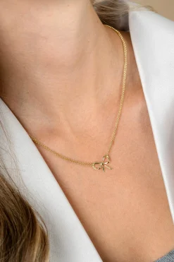 ZINZI gold plated zilveren multi-look ketting met sierlijke strik 40-43cm ZIC2677