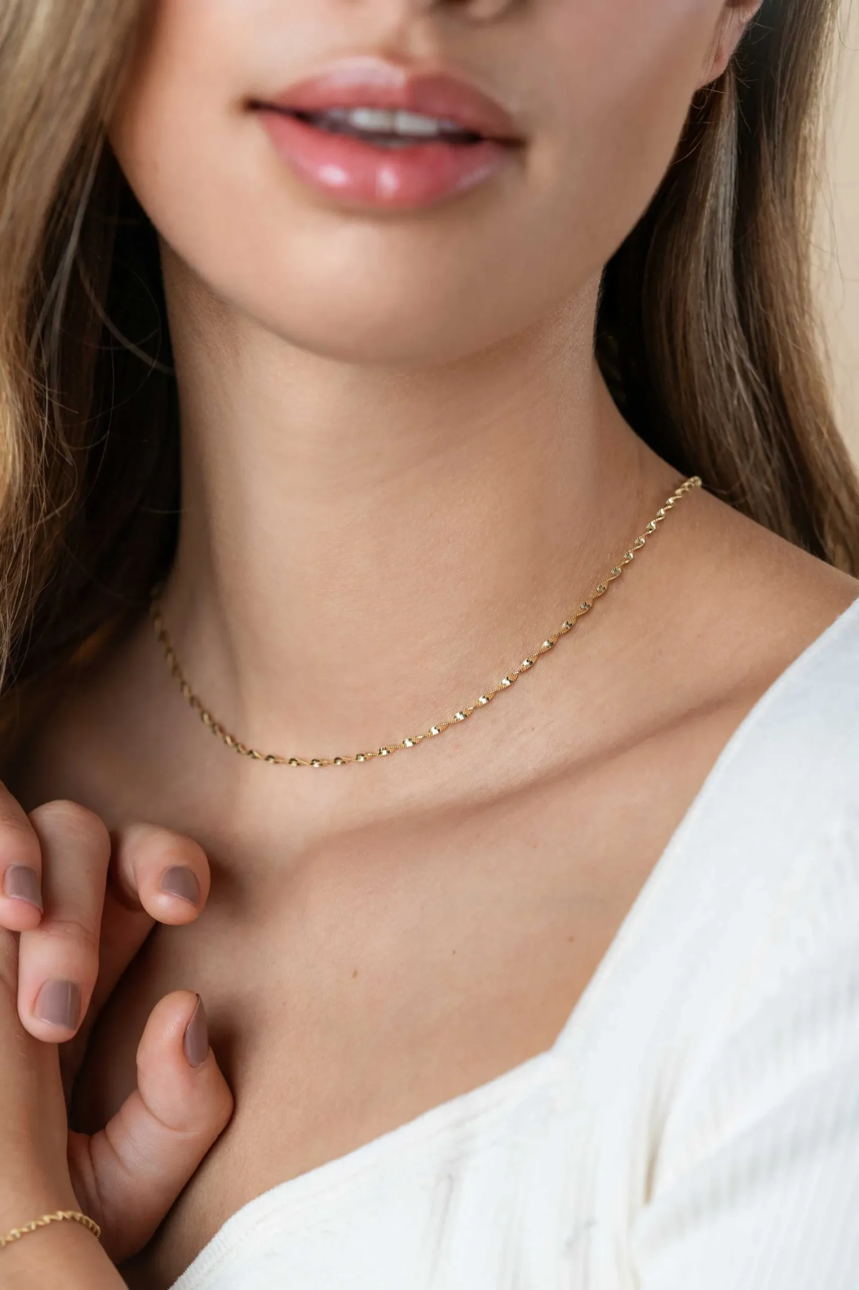 ZINZI gold plated zilveren ketting met glinsterende gedraaide schakels 1,9mm breed 43-45cm ZIC2585G