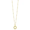 ZINZI gold plated zilveren ketting met kleine bolletjes en ronde hanger (12mm) met bolstructuur 42-45cm ZIC2704G