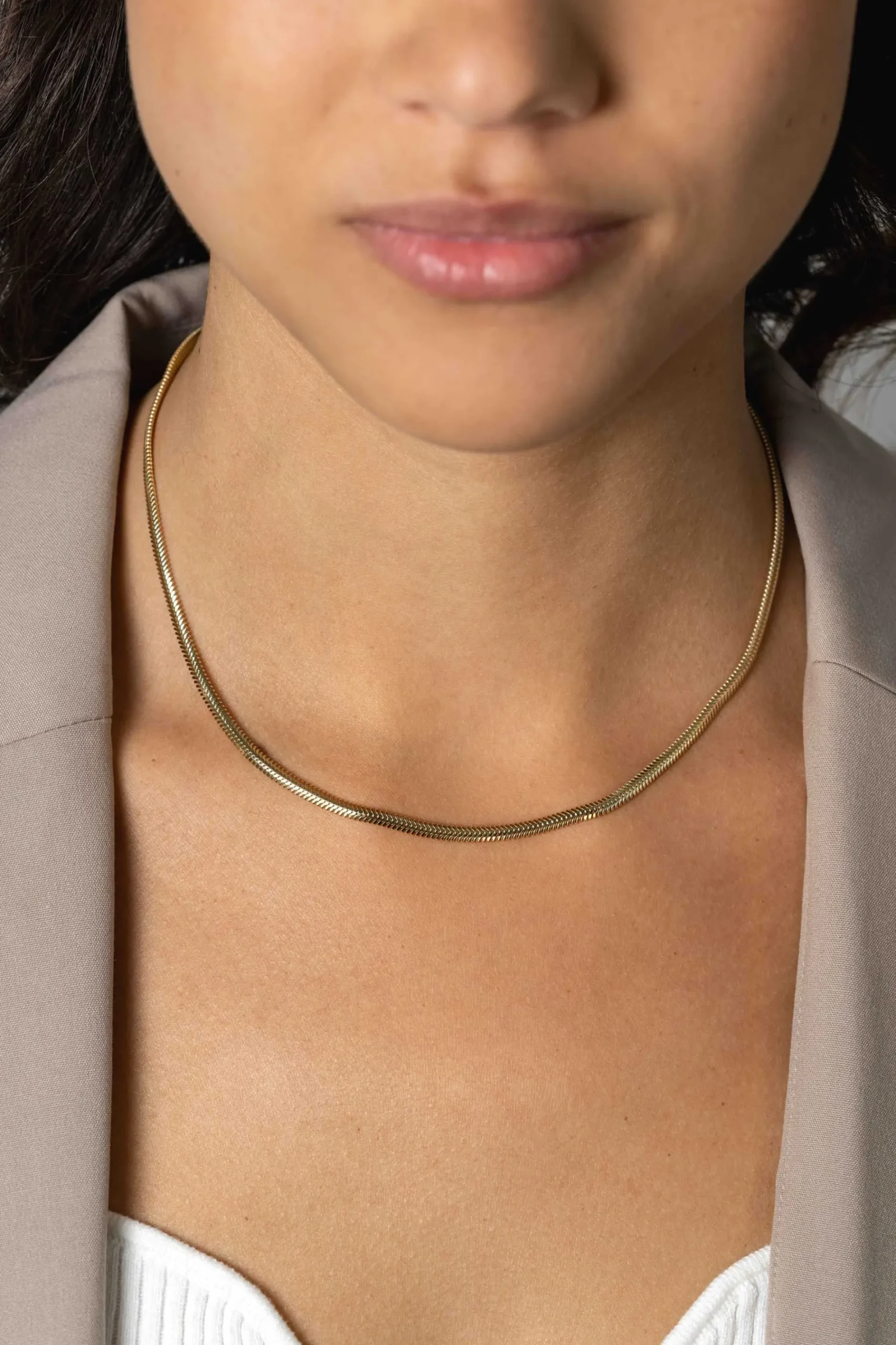 ZINZI gold plated zilveren platte slangen-ketting 45cm 3,5mm breed ZIC2402G