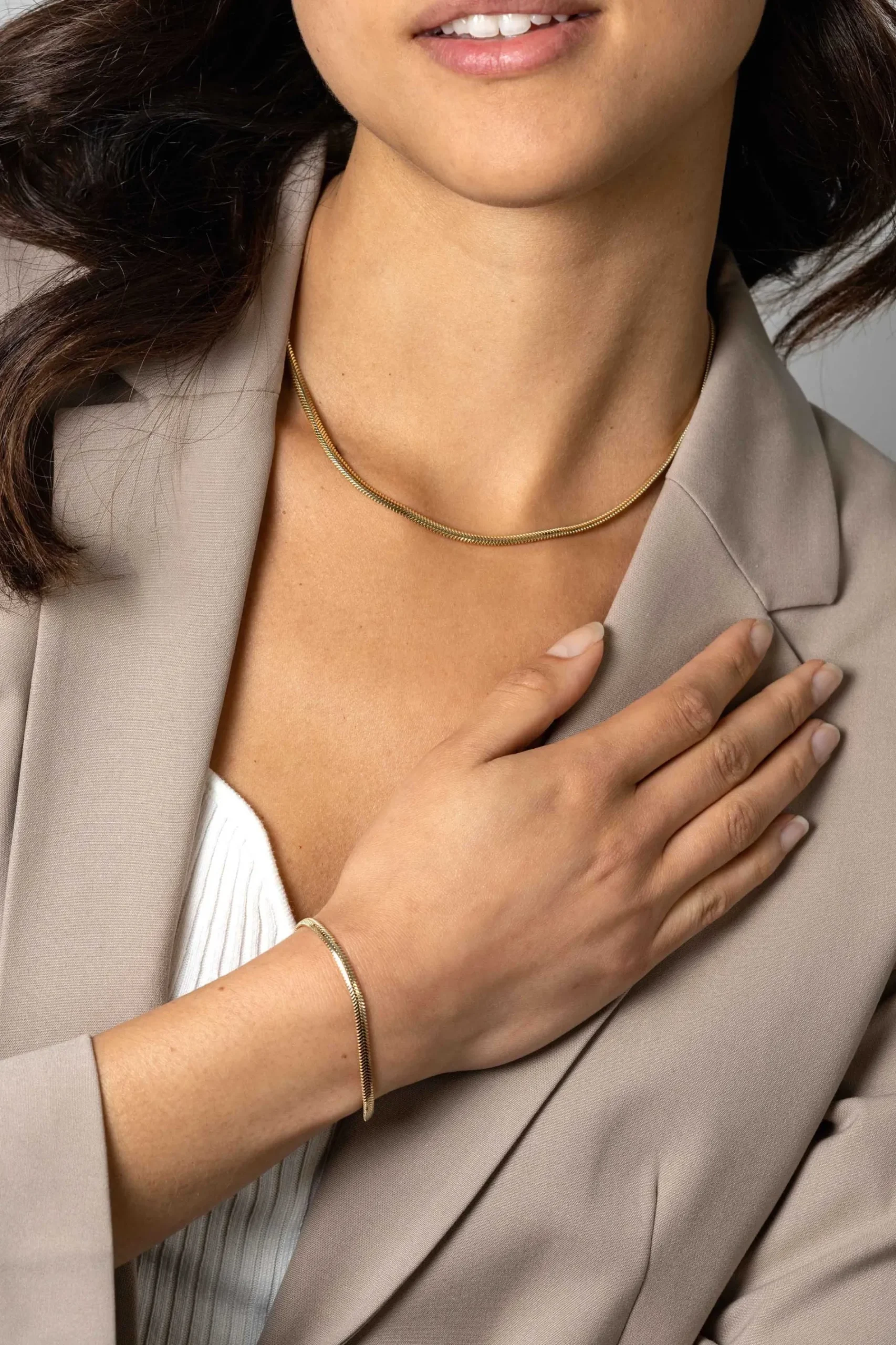 ZINZI gold plated zilveren platte slangen-ketting 45cm 3,5mm breed ZIC2402G