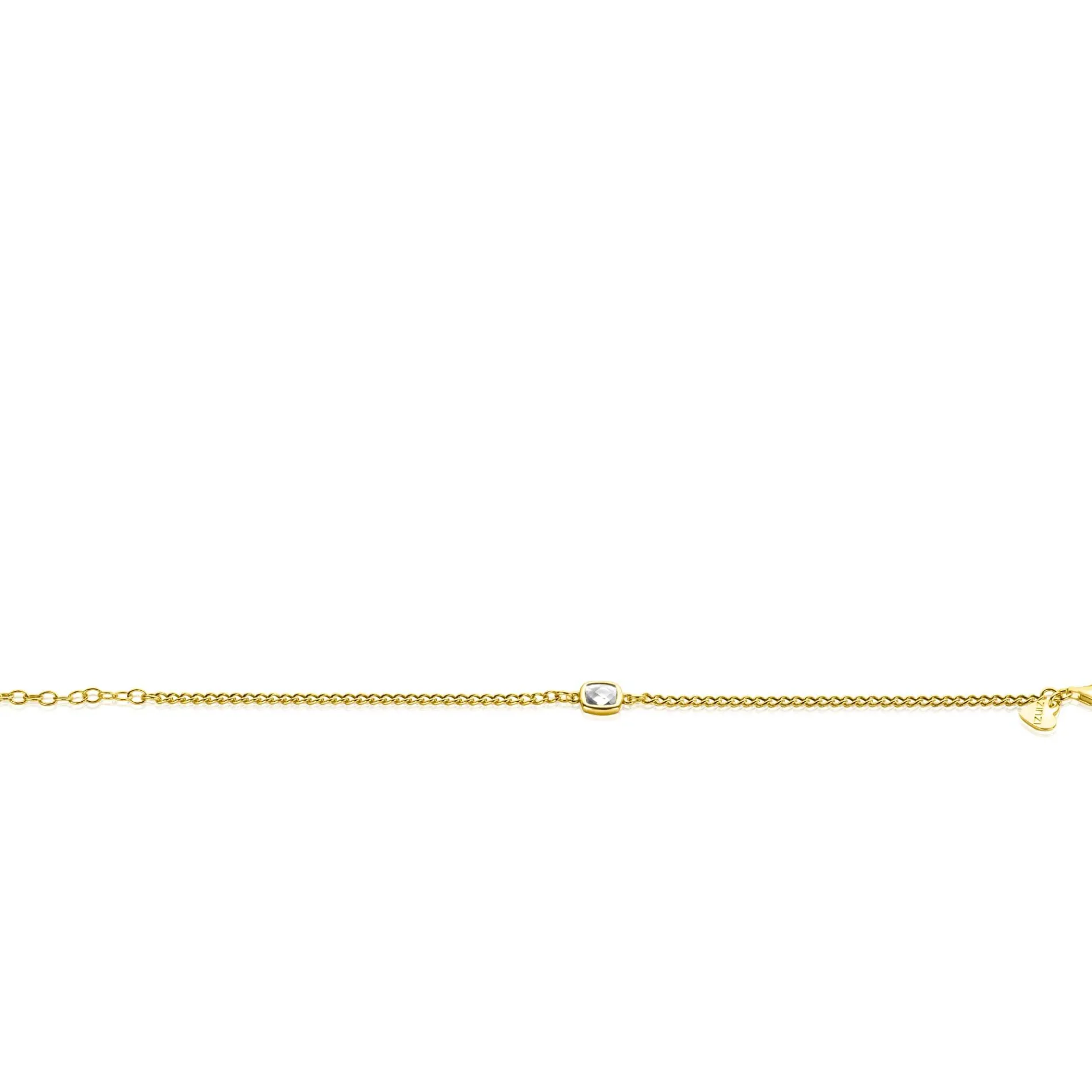 ZINZI gold plated zilveren gourmet armband met vierkante zetting bezet met witte zirconia 16-19cm ZIA2417Y