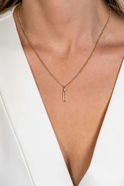 ZINZI gold plated zilveren ovale hanger 20mm met witte zirconia ZIH2300 (zonder collier)