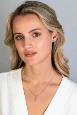 ZINZI gold plated zilveren ovale hanger 20mm met witte zirconia ZIH2300 (zonder collier)
