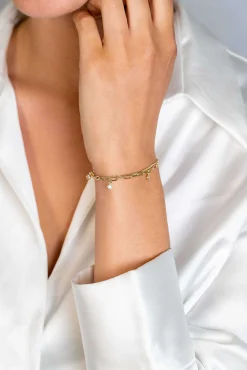 ZINZI gold plated zilveren multi-look armband met gourmet en paperclip schakels, bezet met vier ronde zirconia's ZIA2362Y