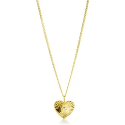 ZINZI gold plated zilveren hanger hart met zonnestralen en witte zirconia 20mm ZIH2305 (zonder collier)