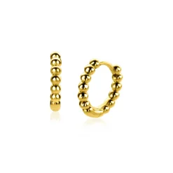 ZINZI gold plated zilveren oorringen bolletjes motief 13,5x2,5mm ZIO923G