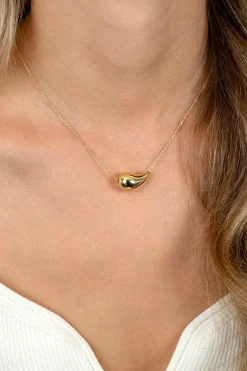 ZINZI gold plated zilveren ketting met horizontale druppelvormige hanger 40-45 cm ZIC2589G