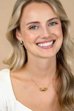 ZINZI gold plated zilveren ketting met horizontale druppelvormige hanger 40-45 cm ZIC2589G