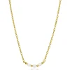 ZINZI gold plated zilveren schakelketting met drie witte natuurlijk gevormde zoetwaterparels in het midden 42-45cm ZIC2643