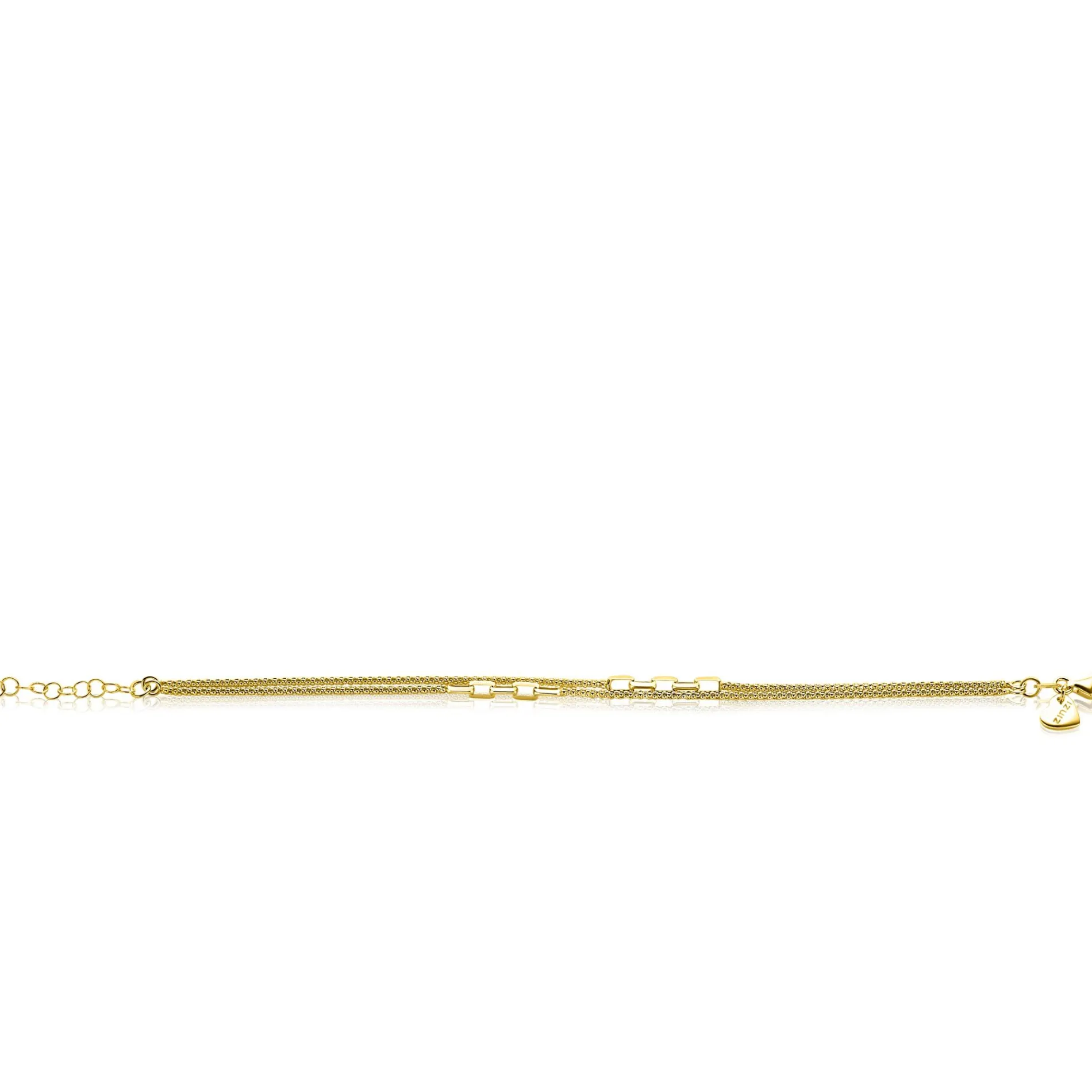 ZINZI gold plated zilveren multi-look armband (5,5mm breed) met popcornschakel en paperclip-schakels ZIA2709G