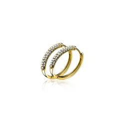 ZINZI gold plated zilveren oorringen 14 x 3mm witte zirconia's ZIO660G