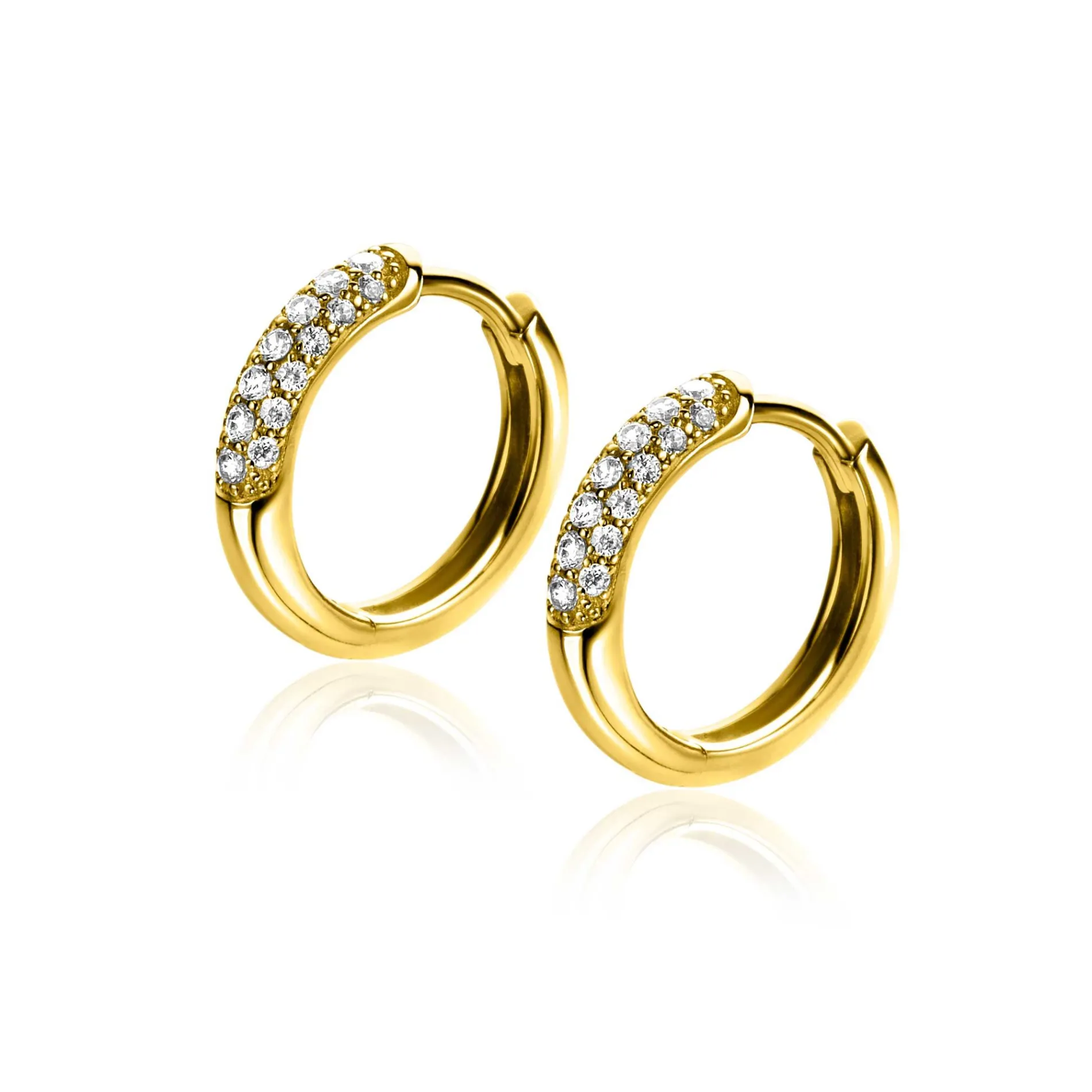ZINZI gold plated zilveren oorringen 14 x 3mm witte zirconia's ZIO660G