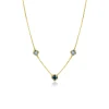 ZINZI gold plated zilveren schakelketting met twee lichtblauwe klavers en een donkerblauwe klaver 42-45cm ZIC2662B