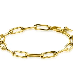 ZINZI gold plated zilveren armband met 5,5mm brede paperclip schakel 19cm ZIA2286G