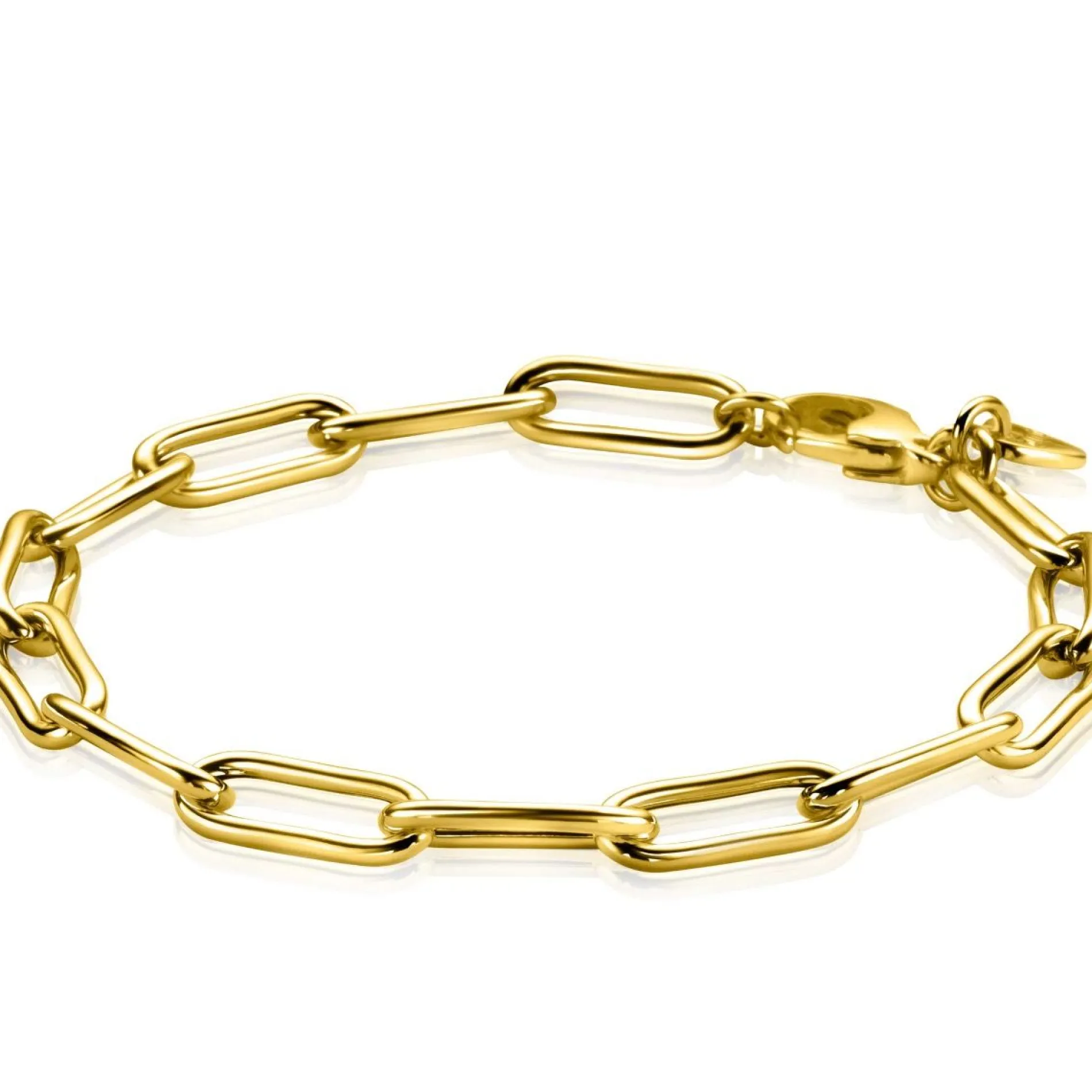 ZINZI gold plated zilveren armband met 5,5mm brede paperclip schakel 19cm ZIA2286G