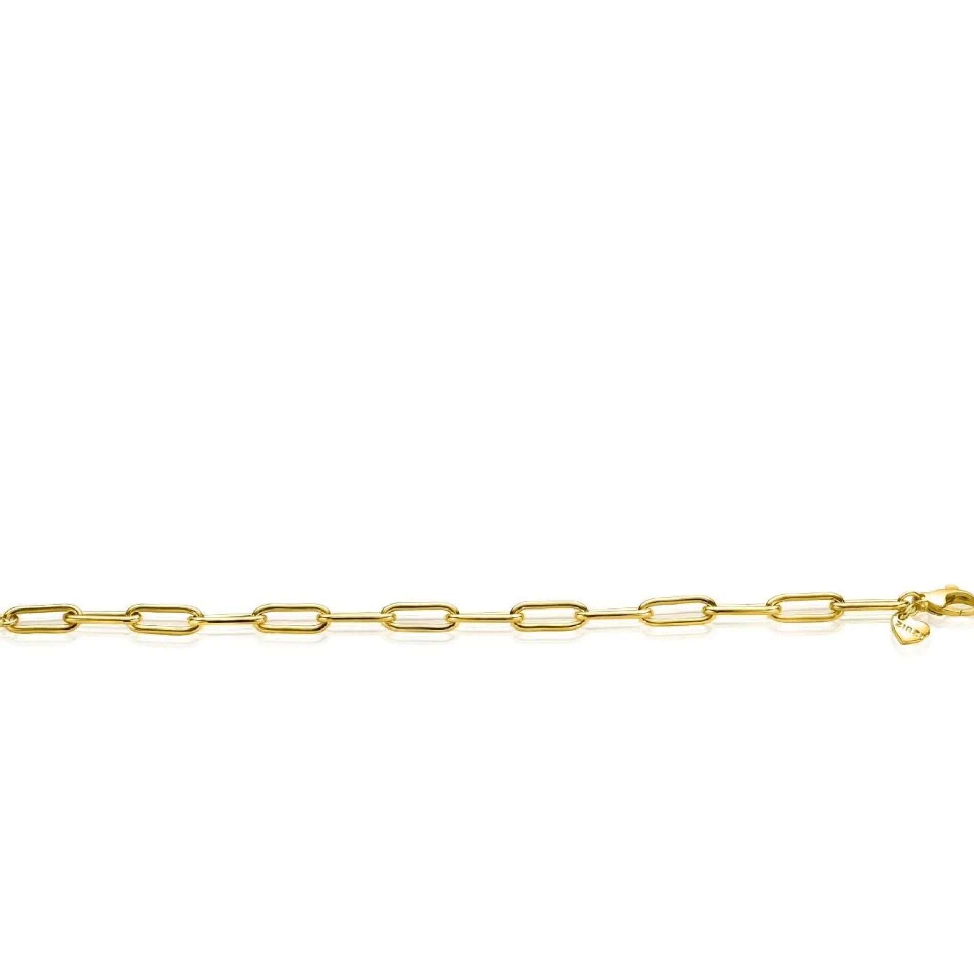 ZINZI gold plated zilveren armband met 5,5mm brede paperclip schakel 19cm ZIA2286G