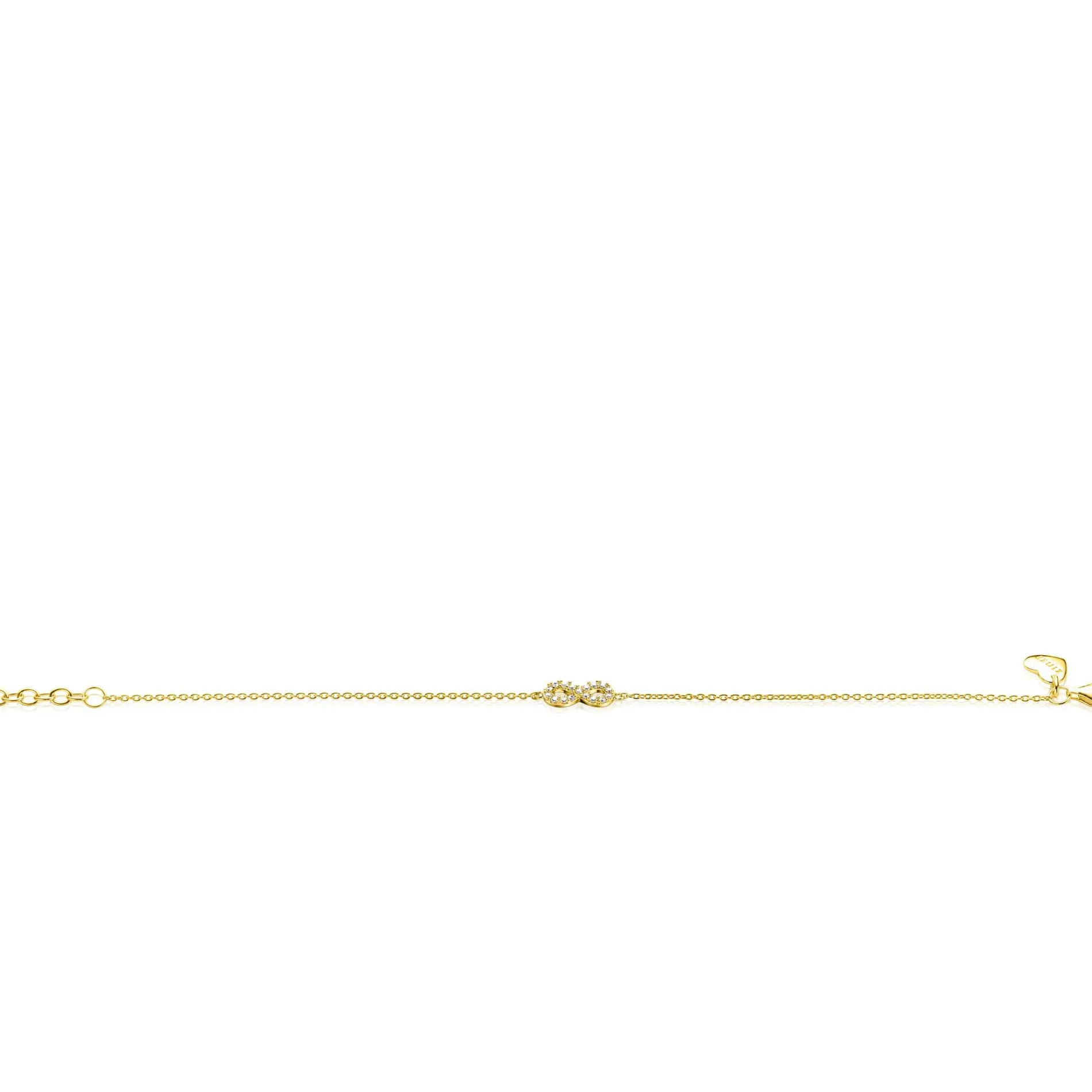 ZINZI gold plated zilveren armband met Infinity teken, vol bezet met witte zirconia's 17-19cm ZIA2597Y