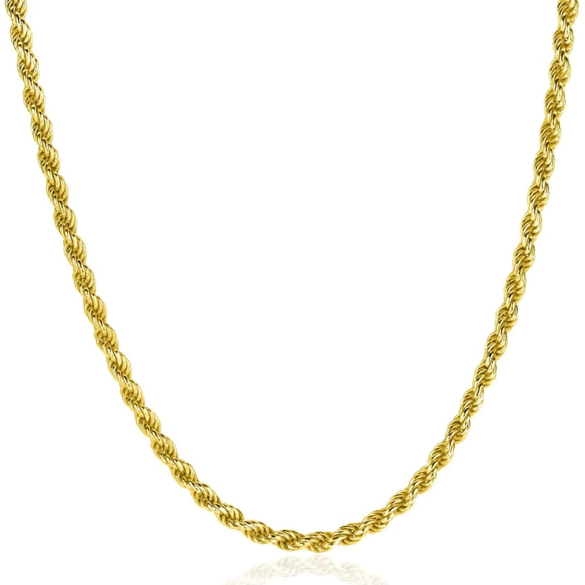 ZINZI gold plated zilveren koord ketting 2,6mm breed 42-45cm ZIC2386G