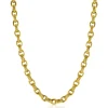 ZINZI gold plated zilveren brede schakelketting (6mm breed) met luxe jasseron schakels in glad en bewerkt 45cm ZIC2638