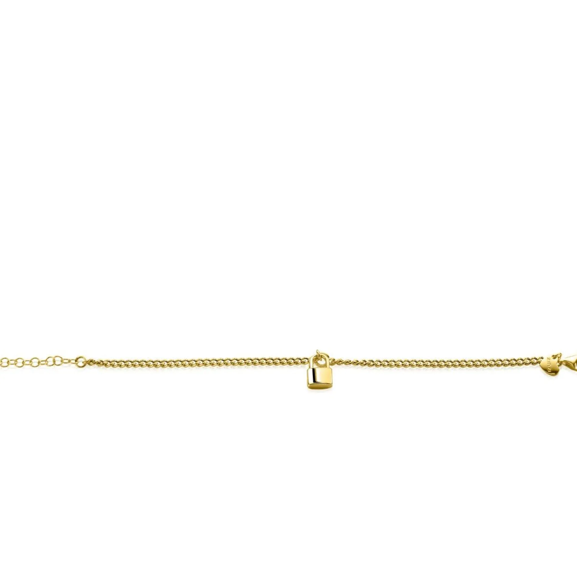 ZINZI gold plated zilveren gourmet armband met trendy slotje als bedeltje 16,5-19,5cm ZIA2354G