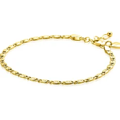 ZINZI gold plated zilveren scroll schakel armband (3mm breed) waarbij de schakels een dubbele krul/kronkeling maken 17-20cm ZIA2712G