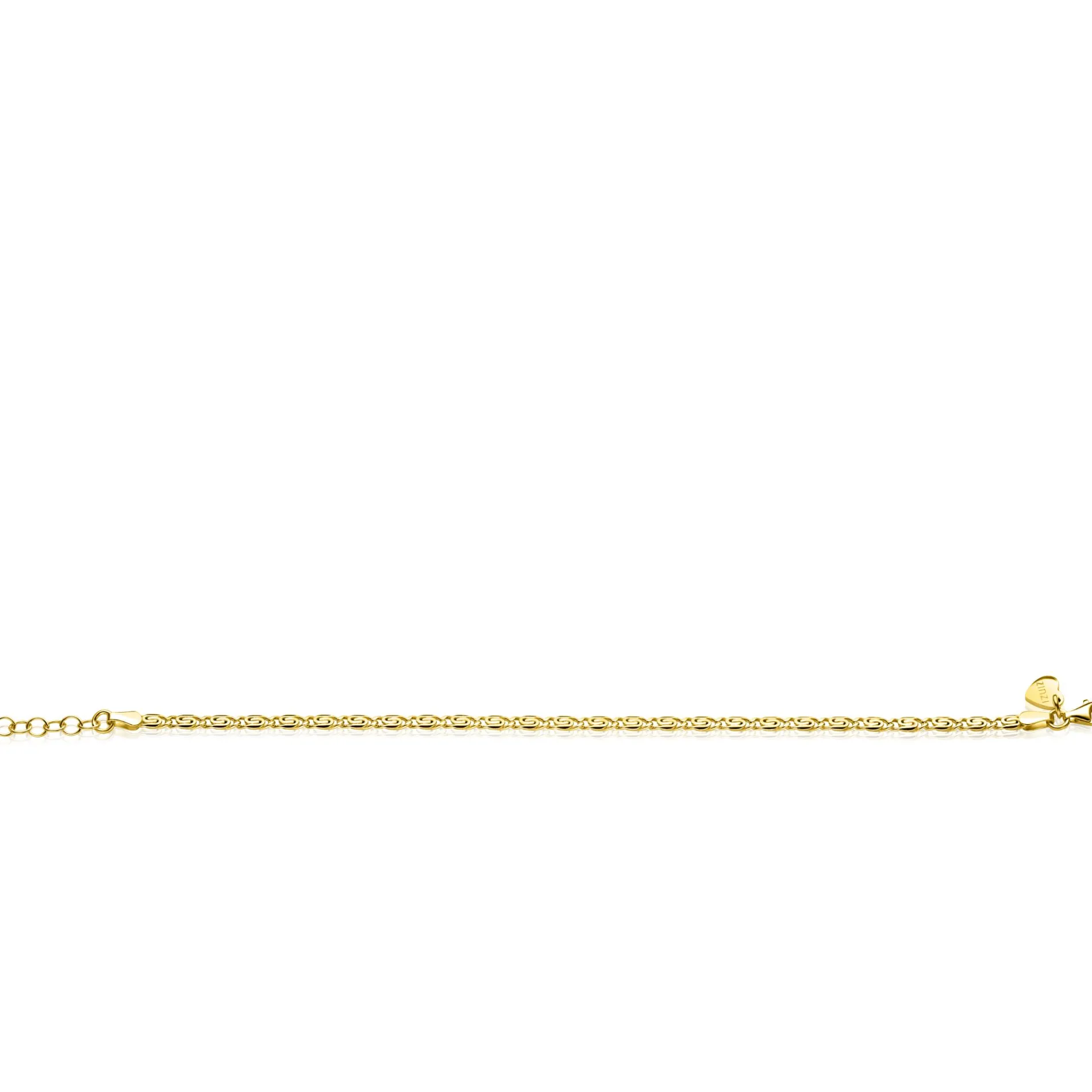 ZINZI gold plated zilveren scroll schakel armband (3mm breed) waarbij de schakels een dubbele krul/kronkeling maken 17-20cm ZIA2712G
