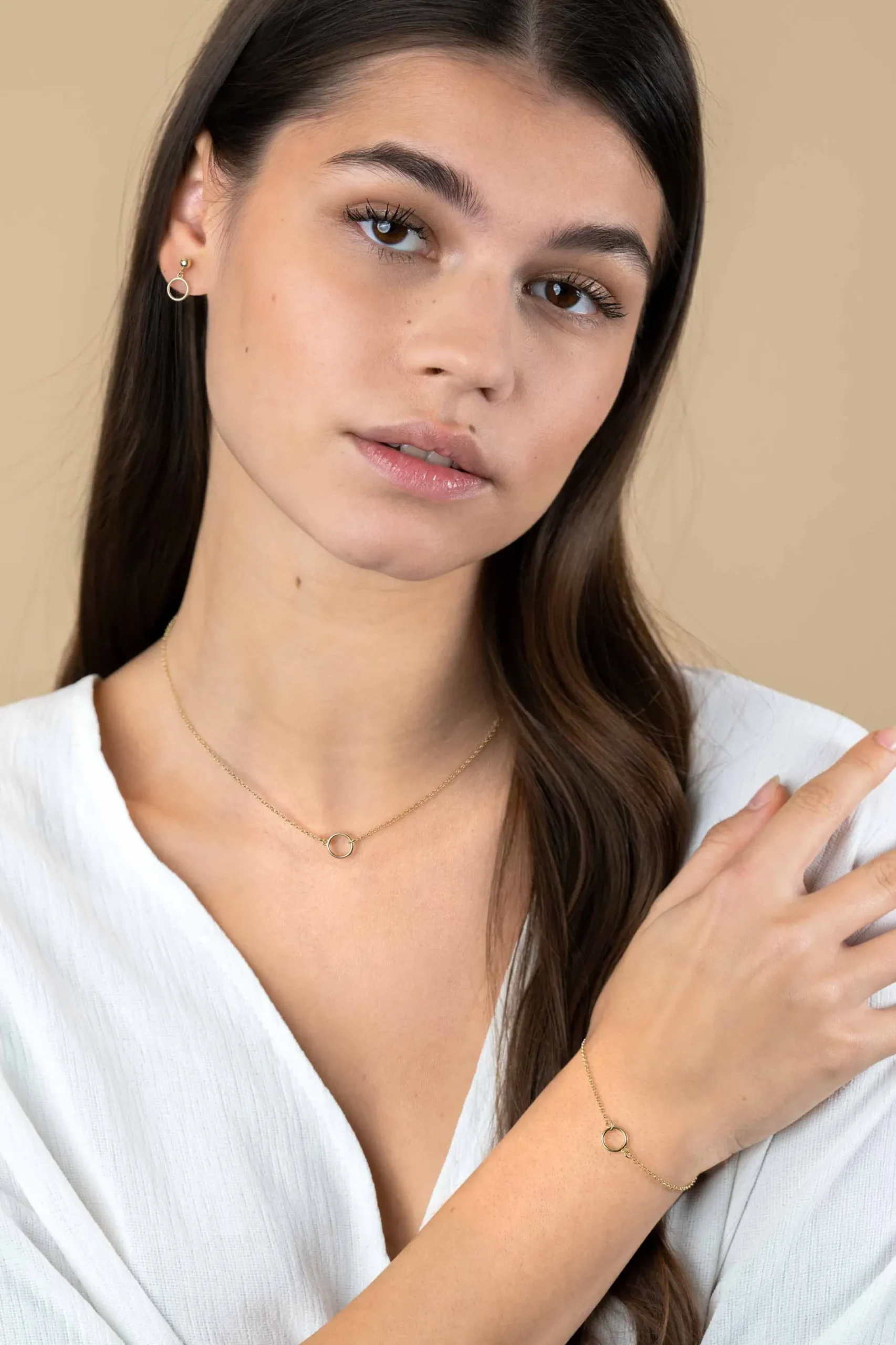 ZINZI gold plated zilveren armband met open rondje 16,5-19cm ZIA2523G