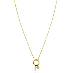 ZINZI gold plated zilveren ketting met ronde sluitring en twee luxe bedels 42-45cm ZIC2738